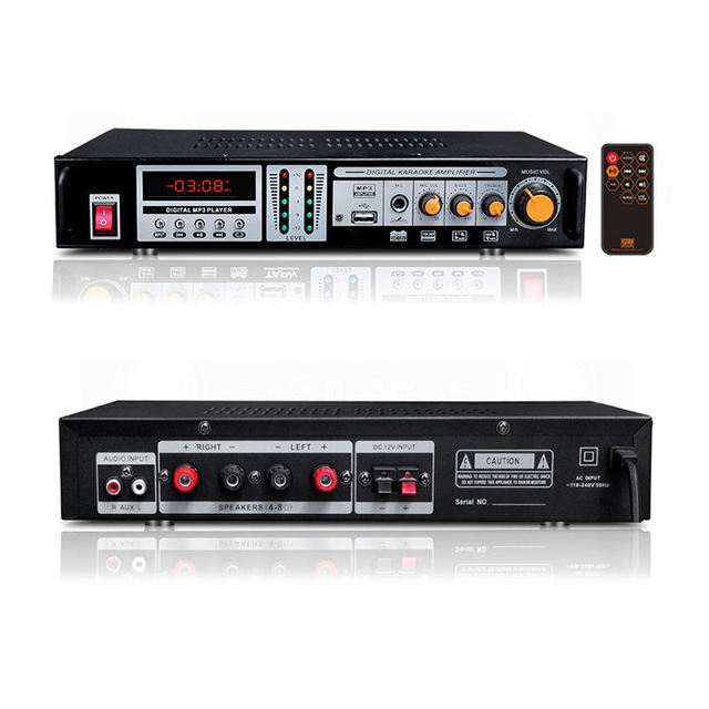 2 Channel Digital Amplifier for Home Hi-fi Stereo 2*50w With Echo Bass Treble Conrtol 2 Mic