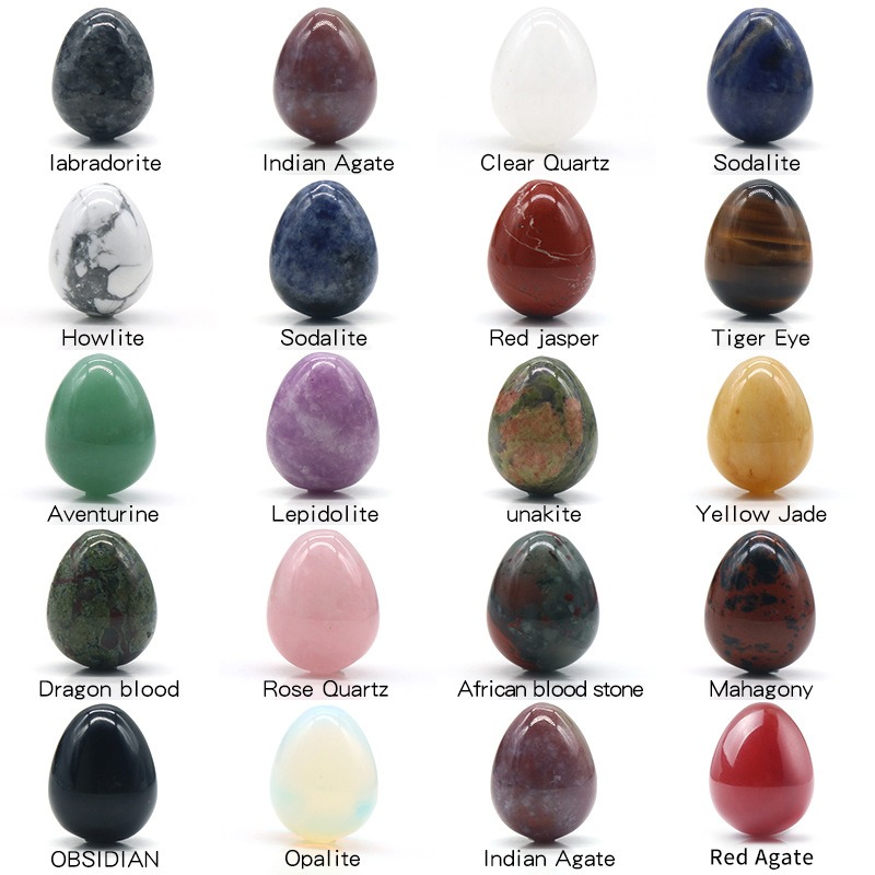 Wholesale 17*20mm Natural Healing Crystal Egg Handmade Women's Rose Quartz Amethyst Yoni Egg Vaginal Massage Tool