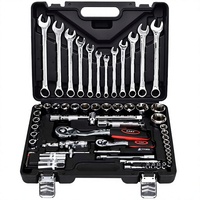 Juego de Llaves de Trinquete Profesional de 72 Dientes, Juego de Herramientas de Mano de 61 Piezas, Juego de Herramientas de Acero al Cromo Vanadio para Uso Industrial, Reparación de Automóviles
