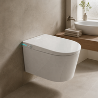 Inodoro Inteligente de Pared con Control Remoto, Bidé Integrado, Asiento con Calefacción, Descarga Automática, Secado con Aire Caliente, Desodorizador, WC de Porcelana