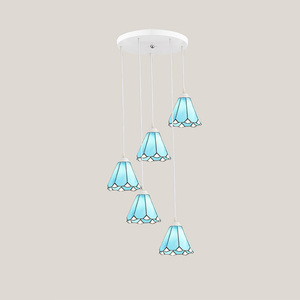 <span class=keywords><strong>Lampadario</strong></span> in Stile Americano con Paralume in Vetro Colorato per Sala <span class=keywords><strong>da</strong></span> Pranzo, Isola Cucina, Arredamento Caffè, Lampada Sospesa Multiluce - Product Image 3
