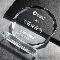 Usine en gros personnalisé octogone en forme de cristal verre prix UV imprimé trophée vierge pour les compétitions et Souvenirs