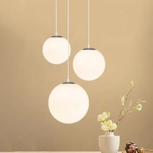 Candelabro de luz colgante de cristal blanco leche LED Simple nórdico para tienda de ropa, tamaños medios de lámpara para aplicación en el hogar y la Oficina - Product Image 5