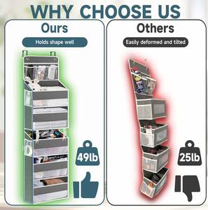 2-in-1 Adjustable Over the <b>Door</b> Organizer with Strong 49 Lbs <b>Weight</b> Capacity Fabric Hanging <b>Door</b> Clothing Organizer - Product Image 6