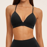 NOUVEAU Soutien-gorge de sport yoga col en V doux pour la peau, bretelles fines croisées réglables, séchage rapide, rembourré, pour femme, course à pied, gym, entraînement