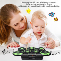 Fournitures d'usine, batterie acoustique à neuf clés en silicone vert, batterie acoustique, kit de batterie électronique pour débutants