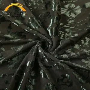 Hejin Fast Delivery Classic Schwarz Olivgrün Islamische Kleidung Frauen Plain Dyed Burnout Floral Velvet Stricks toff für Kleid