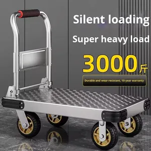 Di động bốn bánh nền tảng thép tấm phẳng khay nhỏ hộ gia đình hàng hóa Xe đẩy dày im lặng Trailer có thể gập lại - Product Image 6