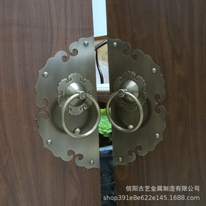 Poignée de porte en cuivre antique, style chinois, couleur bronze, 35 cm, pour porte en bois - Product Image 2