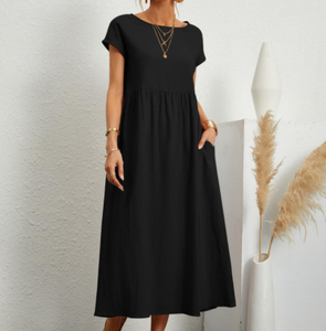 Ampio abito senza maniche in lino di cotone con tasca in colore puro per le donne <span class=keywords><strong>comodi</strong></span> <span class=keywords><strong>abiti</strong></span> estivi traspiranti alla moda - Product Image 3