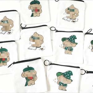 Porte-monnaie en toile avec fermeture éclair et logo, idéal pour le shopping - Product Image 1