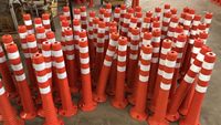 Poteau de signalisation flexible en PU orange de 75 cm avec bande réfléchissante, poteau de délimitation de circulation pour parking