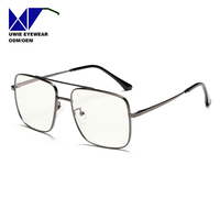 Lunettes optiques rectangulaires en métal sur mesure OEM, anti-lumière bleue, pour adultes unisexes, taille 54-17-142, logo personnalisé, MOQ 50 pièces