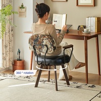 Chaise de bureau ergonomique minimaliste, convertible, réglable en hauteur, dossier pivotant, cuir PU, cadre en bois et acier, pour la maison/la chambre