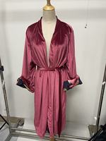 Peignoir Nuit Élégant en Velours Naturel Respirant, Long Cardigan Duster Surtaillé, Veste à Motif Floral, Diverses Tailles Personnalisées pour Femme