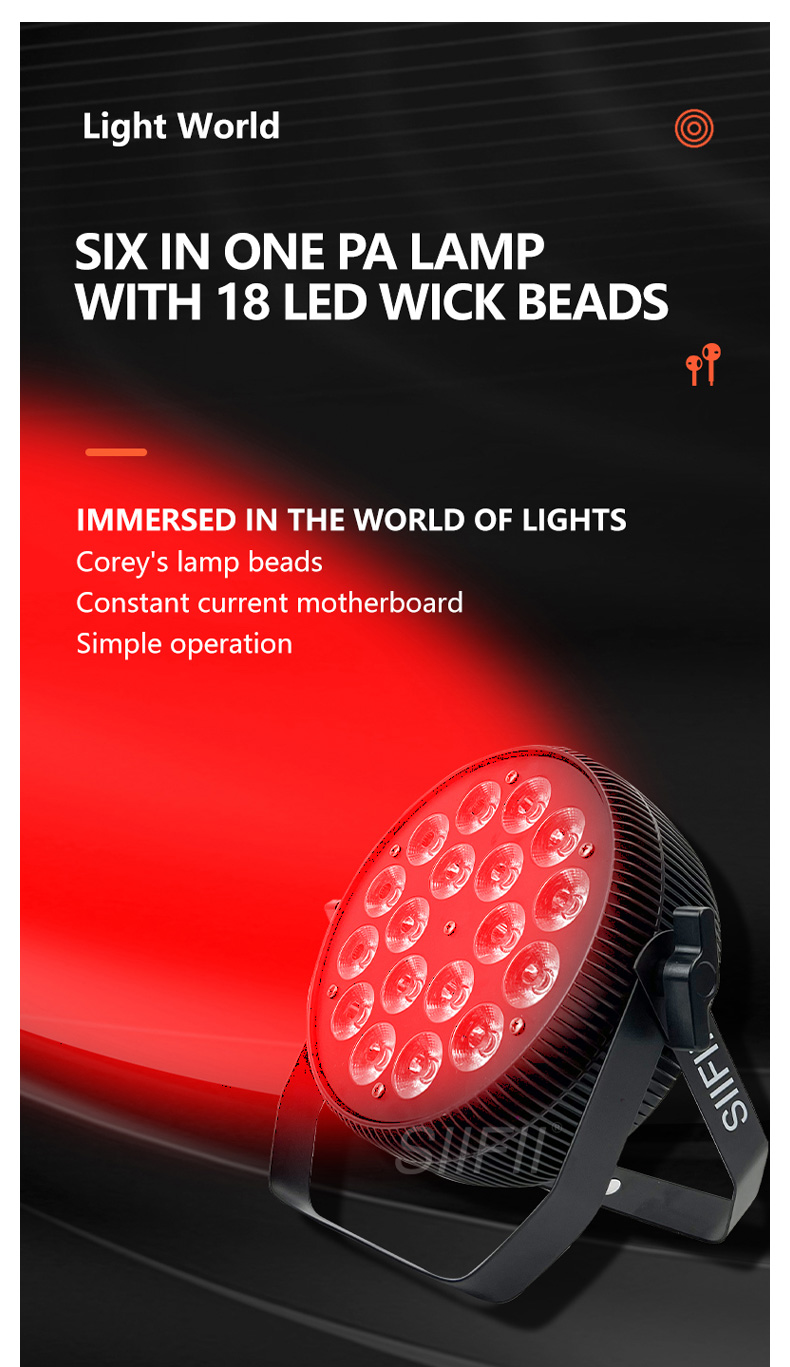 d466021閃光 18 Professional 18-LED RGBW+UV Flat Par Light 4in1/5in1/6in1 for Live