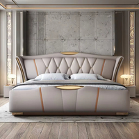 Cadre de lit moelleux moderne de luxe King Size avec revêtement en tissu Design et rangement durables et écologiques