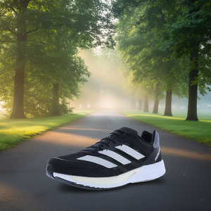 Zapatillas para correr Adidas Adizero Adios 6 para hombre, parte superior de malla negra/plateada, entresuela Lightstrike Pro, zapatillas de rendimiento de verano H67509 - Product Image 2