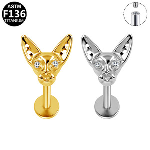 Boucles d'oreilles clous en titane motif zodiaque animalier, bijoux de piercing de qualité médicale G23 avec filetage interne pour cartilage d'oreille - Product Image 5
