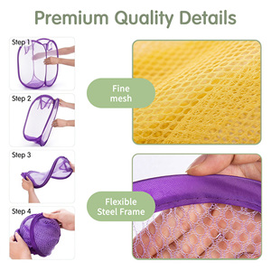 Paniers à linge pliables personnalisés 30*50cm, respirants, en filet nid d'abeille, pour le rangement des vêtements sales, pour la salle de bain - Product Image 4