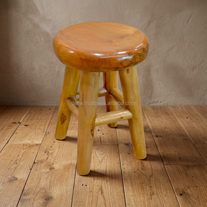 Tabouret racine NATUREL vieux meubles en bois de teck - Product Image 2