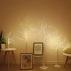Árbol de abedul iluminado, lámpara de árbol de rama artificial LED blanca cálida para decoración de bodas y festivales