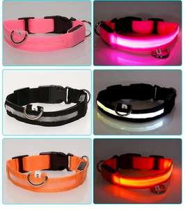 나일론 LED 발광 반사 강아지 & 고양이 목걸이 조절 가능 친환경 꽃무늬 충전식 야간 안전 사계절용 - Product Image 4
