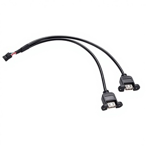สายเคเบิล USB-A แบบมีแผ่นปิด สำหรับเมนบอร์ด ขั้วต่อ Dupont 254 แบบ 9 พิน หัวต่อ USB แบบคู่ ตัวเมีย แบบยึดติดได้ สายเคเบิลแบบสองหัวในตัว - Product Image 1