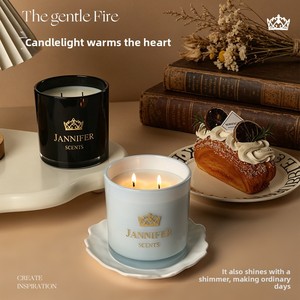Vela Aromática Moderna de Cera de Soya en Forma de Copa, para Uso en Interiores, de Larga Duración, con Doble Mecha, Regalo Artesanal con Aroma Floral, para Diwali y Navidad - Product Image 2