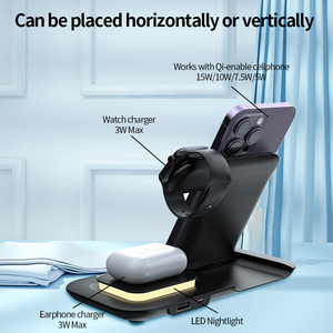 Sạc không dây đa năng 5 trong 1 tích hợp đèn LED, sạc nhanh cho điện thoại, đồng hồ thông minh, tai nghe - Product Image 5