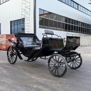 Carroza Turística Europea de 4 Ruedas con Caballos, Carroza Negra para Bodas, para 4-6 Personas - Product Image 5