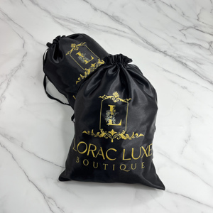 Pochette en satin noir sur mesure avec cordon de serrage, logo doré imprimé, sac cadeau de luxe en satin pour vêtements, bijoux, emballage cosmétique - Product Image 5
