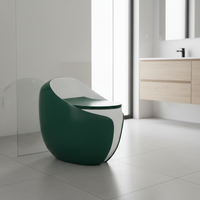 Vente flash, toilettes monobloc en céramique à poser au sol, design luxueux, couleur vert foncé, chasse d'eau siphonique super rapide, forme œuf
