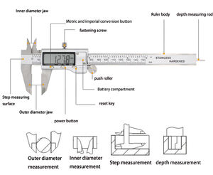Étrier numérique tout métal 0200Mm Fraction <span class=keywords><strong>Mm</strong></span> pouces étriers électroniques avec certificat d'étalonnage - Product Image 4
