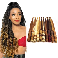 Extensions de cheveux synthétiques tressés ondulés français colorés de 24 pouces, pré-étirés, pour tresses bouclées