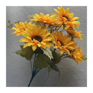 Bouquet de tournesols artificiels Queyiyi, 30 cm-100 cm, rose et blanc, arrangement décoratif d'intérieur - Product Image 5