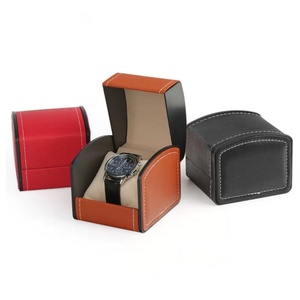 Hot Selling Wholesale PU Leather <b>Watch</b> Box Flip Top Pillow Insert Economical <b>Watch</b> <b>Case</b> Custom Logo Low MOQ Gift/Retail Use - Product Image 2