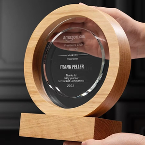 Trofeo de <span class=keywords><strong>Cristal</strong></span> con Base de Madera Personalizado Profesional de Fábrica, Logotipo Sublimado - Product Image 5