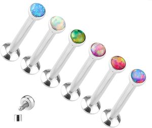 Opal Internally Threaded Steel Cartilage Studs Labrets <strong>Monroes</strong> Surgical Steel Piercing <strong>Lip</strong> <strong>Ring</strong> Fashion Ear Piercing Jewelry - Product Image 6