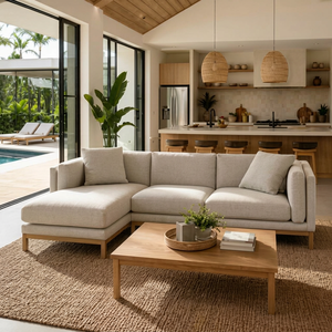 Sofá Seccional en Forma de L Moderno y de Lujo, Estructura de Madera Sólida, Tapizado en Tela Premium, Sofá para Sala de Estar, Villa, Hotel, Apartamento - Product Image 1