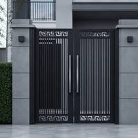 Portail d'entrée moderne en aluminium de style chinois, découpé au laser, à double battant, pour villa résidentielle et jardin