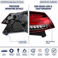 Feu arrière LED rouge pour Mercedes-Benz Classe E W213 Berline 2016-2020 2139065709 Remplacement direct OEM de la lampe de frein