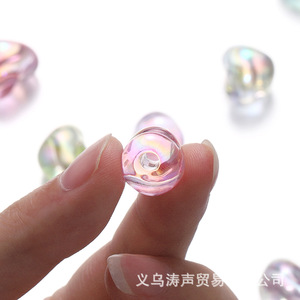 Acrylic Irregular <b>Beads</b> Transparent Heart Shape For Bracelet Making Wholesale 8mm UV Coated Lucite Loose <b>Beads</b> Ac2568 - Product Image 2