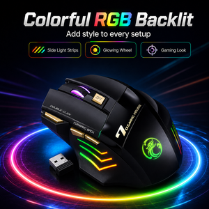 Ratón Inalámbrico Recargable para Juegos, Clic Silencioso, Receptor USB 2.4G, Retroiluminación RGB, 7 Botones, DPI Ajustable para Laptop y PC - Product Image 6