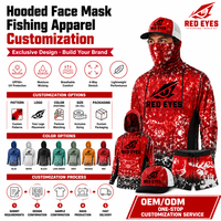 Échantillon Gratuit - Nouveau Hoodie de Pêche à Manches Longues en Nylon/Polyester UPF50+ à Séchage Rapide avec Masque Intégré pour Hommes - Design OEM Yeux Rouges