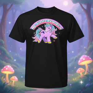 T-shirt My Little Pew-Pew Unicorn noir pour adulte, unisexe, promotionnel - Product Image 3