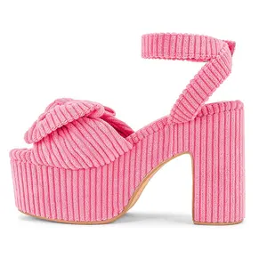 2023 New styles platform sandals Enmayer latest design hot pink peep toe chunky heel wedge sandals party sandals