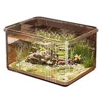 Acuario Acrílico Transparente Pequeño, Pecera Redonda Portátil de Escritorio, Hábitat Duradero para Tortugas, Decoración para Hogar u Oficina
