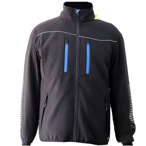 Veste de ski imperméable à capuche pour homme, style sportif bicolore avec fermeture éclair, gris et vert lime - Product Image 2