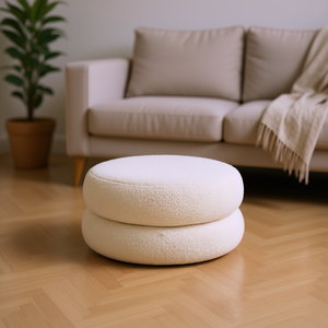 Homary - Cojín de Suelo de 18.5 Pulgadas en Color Blanco Marfil, Reposapiés Otomano, Muebles Modernos Minimalistas para Sala de Estar - Product Image 2